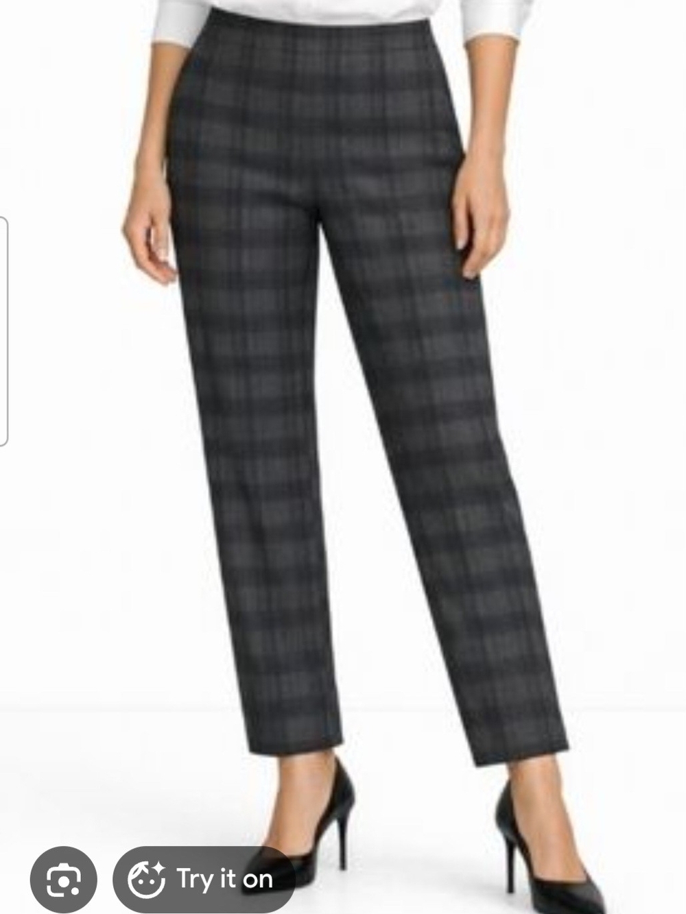 Zac & Rachel Black Gray Plaid Ankle Pants
